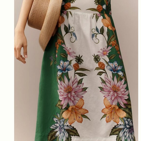 NWT Farm Rio Sweet Bloom Dreamscape Linen Blend Sleeveless Midi Dress - Picture 5 of 17